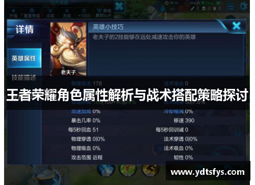 王者荣耀角色属性解析与战术搭配策略探讨